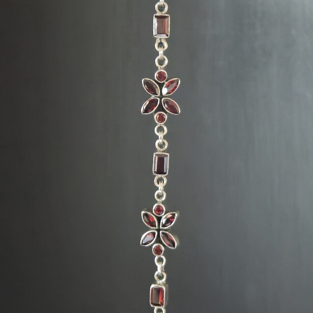 NICKY BUTLER 925 Sterling Silver Designer NB Bracelet Mozambique Garnet 7.25" - Picture 11 of 16